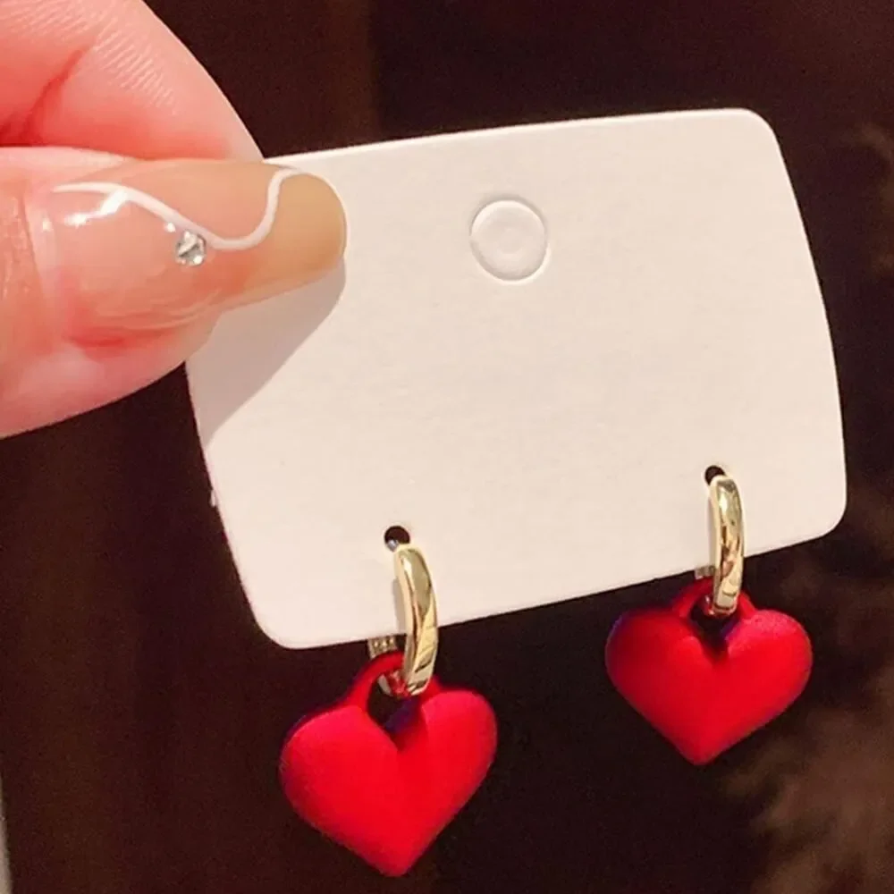 Shiny Red Heart Earrings for girls